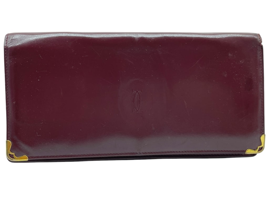 CARTIER BORDEAUX LEATHER LONG WALLET 7" (1 of 12)