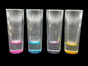 SET OF 4 VINTAGE COLORFUL SHOT GLASSES 4"