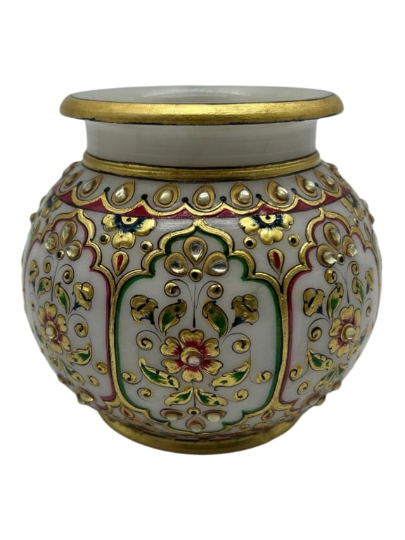 HAND-PAINTED INDIAN MARBLE VASE (1 of 6)