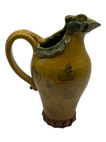 VINTAGE HAND-CRAFTED POTTERY PITCHER 10"