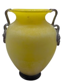 ART GLASS VASE IN SATIN YELLOW 15"