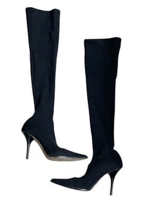 MICHAEL KORS BLACK OVER-THE-KNEE HEEL BOOTS SZ8