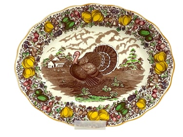 BARKER BROS LTD. CERAMIC TURKEY PLATTER 20"
