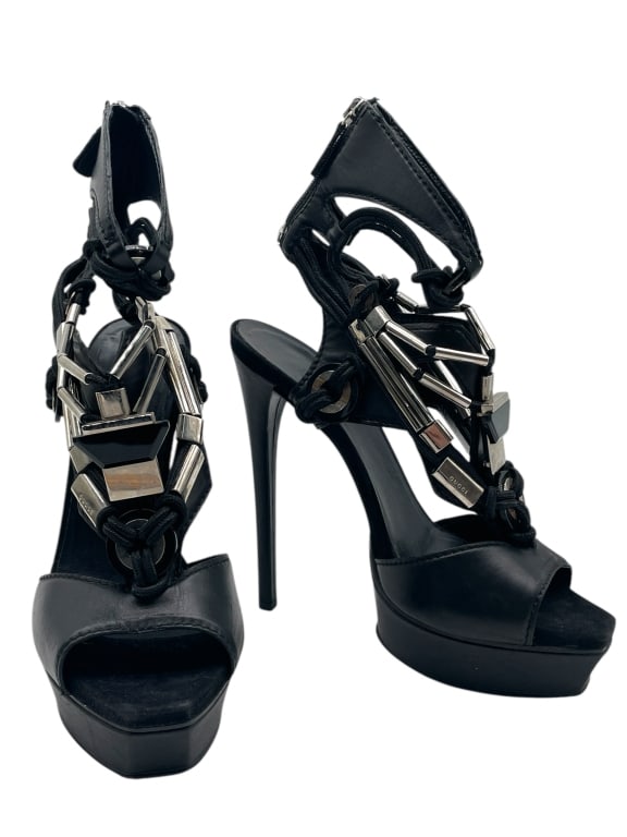 GUCCI SIGRID BLACK PLATFORM HEELS SZ 39 (1 of 8)
