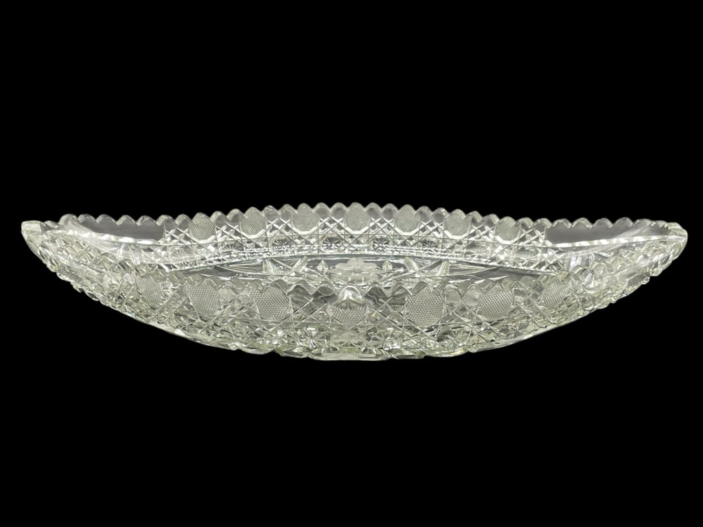 CUT GLASS OVAL DISH 14" (1 of 6)