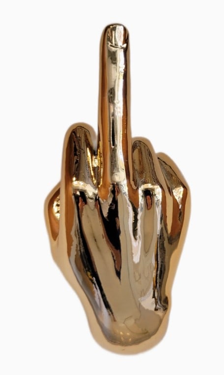 BRONZE MIDDLE FINGER HAND WALL MOUNT 9" (1 of 6)