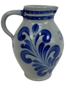 HANDCRAFTED GERMAN SALT GLAZE STONEWARE JUG 9"