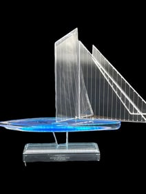 LUCITE AMERICAS CUP YACHT RACE SCULPTURE 24"