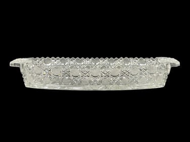 ETCHED GLASS CELERY DISH 13"