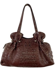 BROWN CROCODILE LEATHER STYLE HANDBAG