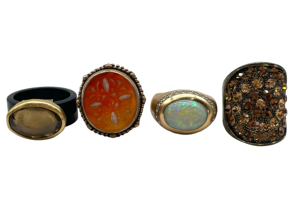 LOT OF 4 STATEMENT COCKTAIL RINGS (1 of 2)