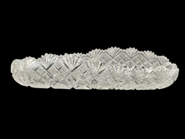 CUT GLASS OVAL CELERY BOWL 11"
