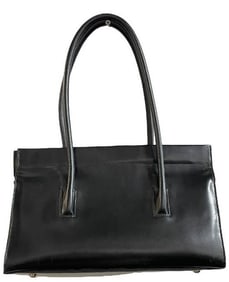 STRUCTURED BLACK SHOULDER BAG GENUINE LEATHER