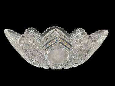 CUT GLASS BOAT-SHAPED BOWL 11"