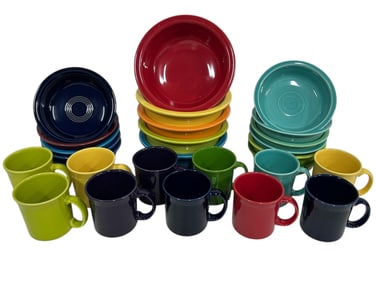 LOT OF FIESTA WARE BOWLS AND MUGS