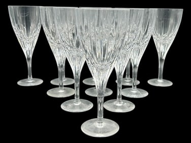 SET OF 11CUT CRYSTAL STYLE WHITE WINE GLASSES 8"