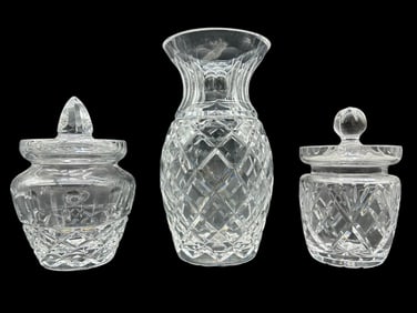 SET OF THREE CUT CRYSTAL PIECES 6.5"
