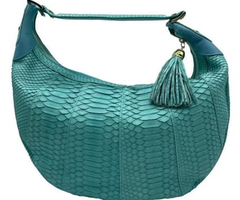 LALO TURQUOISE SNAKE SKIN LEATHER HANDBAG