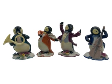 PORCELAIN PENGUIN ORCHESTRA FIGURINE SET 4"