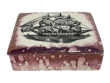 GARY'S POTTERY SAILING SHIP TRINKET BOX 4.5"