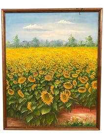 SUNFLOWER FEILD OIL PAINTING 25"