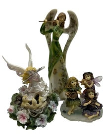 SET OF 3 MUSICAL ANGEL & FAIRY FIGURINES 10"
