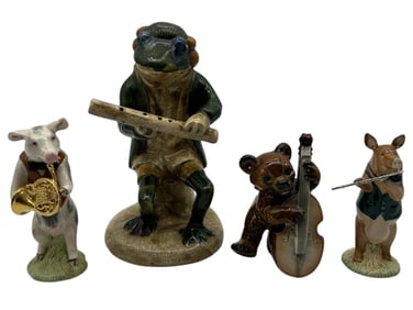 SET OF FOUR ANIMAL MUSICIAN FIGURINES 9"