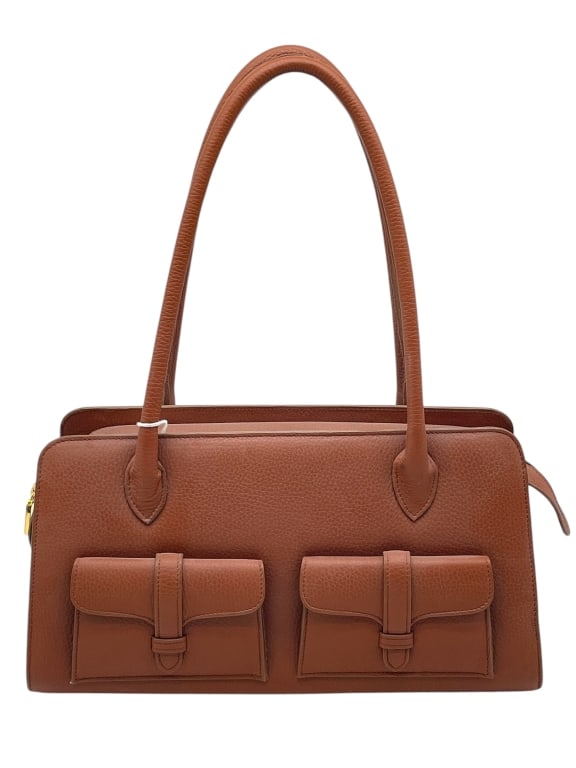 LALO BROWN PEBBLED LEATHER SATCHEL (1 of 9)