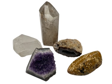 LOT OF 5 NATURAL GEMSTONE AND CRYSTAL SPECIMENS