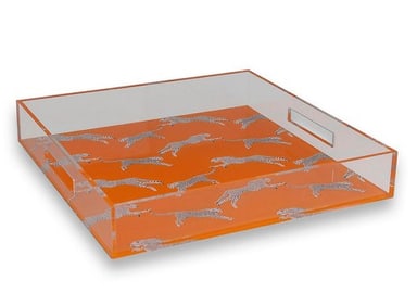 NEW! SCALAMANDRE LEAPING CHEETAH ACRYLIC TRAY 15"