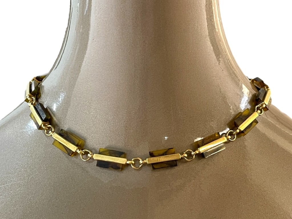 RALPH LAUREN GOLD AND TIGER'S EYE STYLE NECKLACE (1 of 4)