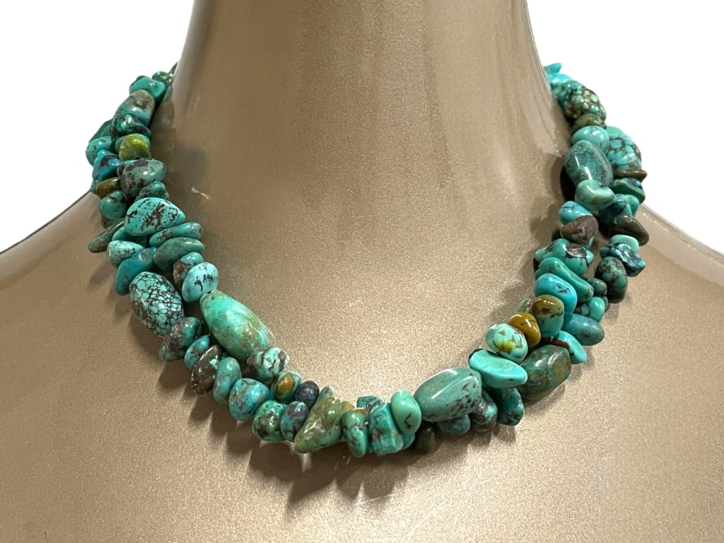 STERLING & TURQUOISE BEADED NECKLACE (1 of 4)