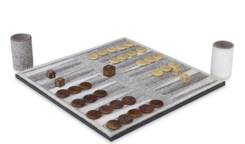 NEW! NATURAL HYDE BACKGAMMON SET 12"