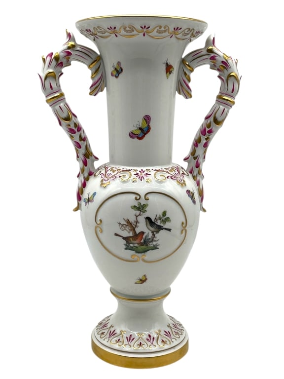 HEREND ROTHSCHILD BIRD PORCELAIN VASE 14" (1 of 8)