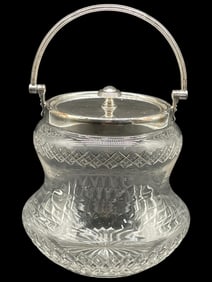 STERLING & CRYSTAL BISCUIT BARREL 6"