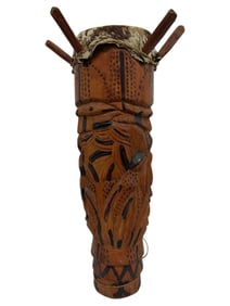 HAND-CARVED AFRICAN TRIBAL DRUM 26"