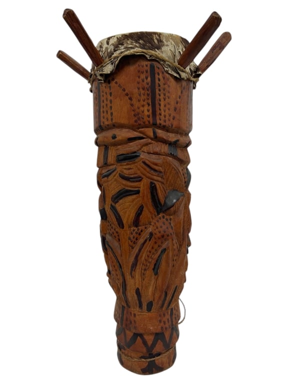 HAND-CARVED AFRICAN TRIBAL DRUM 26" (1 of 6)