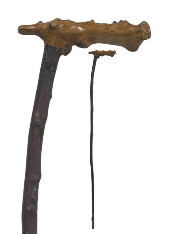 WOODEN WALKING CANE W/ KNOTTED ROOT HANDLE 41" (1 of 2)