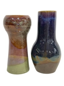 2 SIGNED JOHN SHEDD STUDIO POTTERY VASES