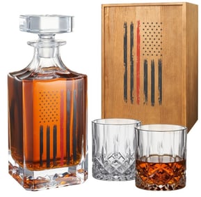 New in Box The Firefighter Whiskey Decanter Set