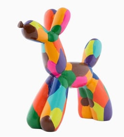 Hand Painted Artist Multi Color Resin Dog Sculptul