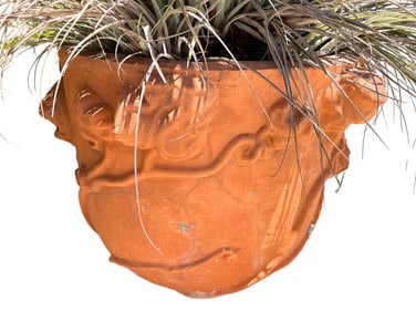 ART NOUVEAU TERRACOTTA PLANTER WITH POPPY 26"
