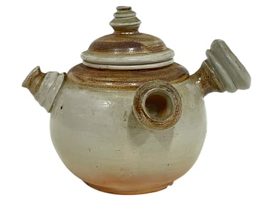 STUDIO POTTERY TEAPOT SHAPE SCULPTURE 8.5"