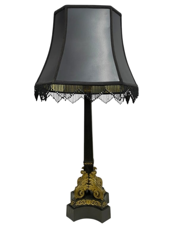 ELEGANT BLACK AND GOLD LARGE TABLE LAMP 37" (1 of 6)