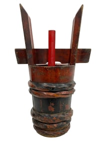 ANTIQUE JAPANESE WOODEN SAKE BUCKET 22.5"
