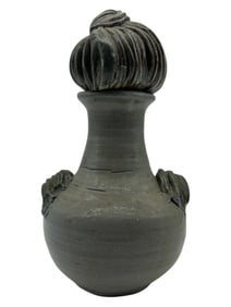 SCULPTURAL STUDIO POTTERY VASE WITH TOP 9"
