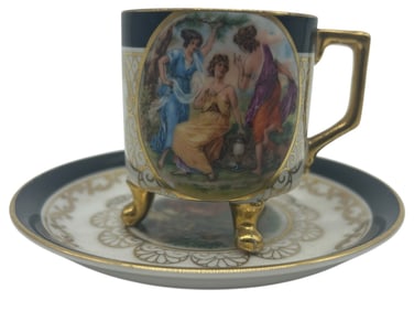 VINTAGE PORCELAIN DEMITASSE CUP AND SAUCER SET