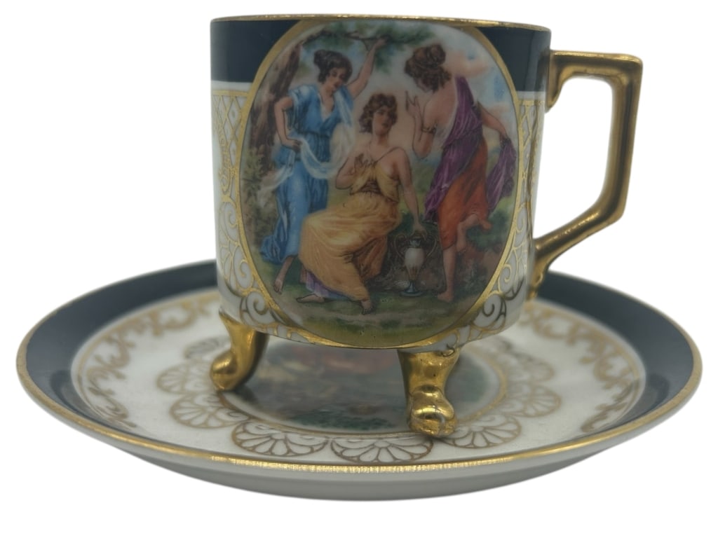 VINTAGE PORCELAIN DEMITASSE CUP AND SAUCER SET (1 of 8)