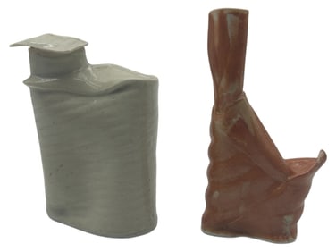 PAIR OF STUDIO POTTERY ART VASES 6"