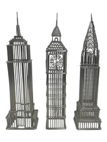 3 METAL ARCHITECTURAL LANDMARK SCULPTURES 11"